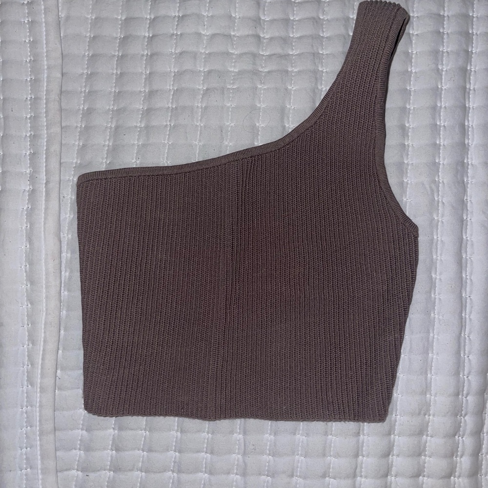 Asymmetrical Brown Knit Top